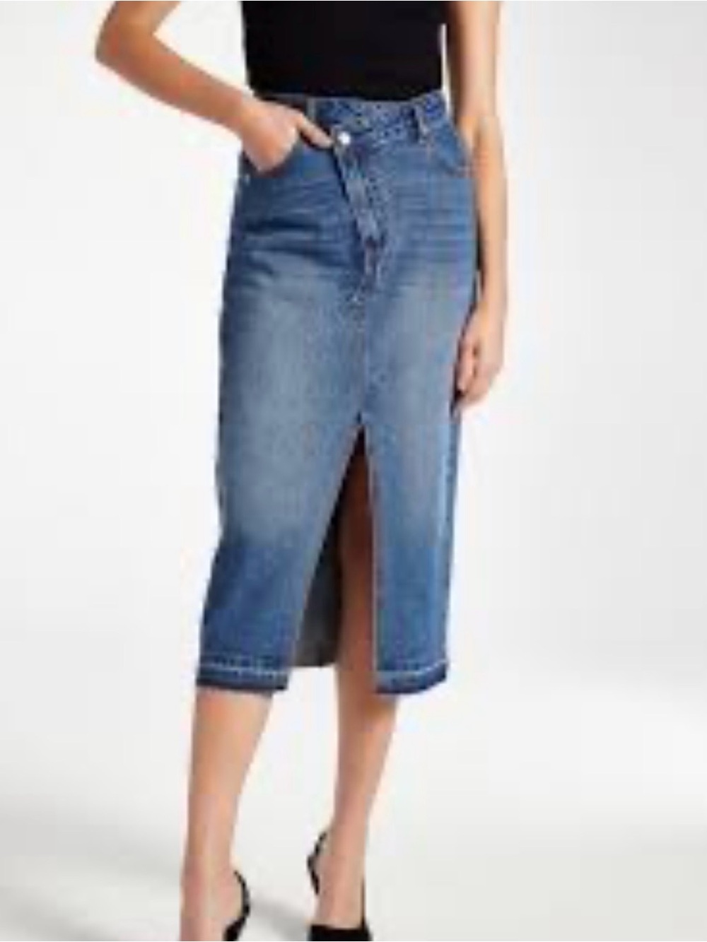 Just Fab Jean Skirt with front slit Size 29 EUC